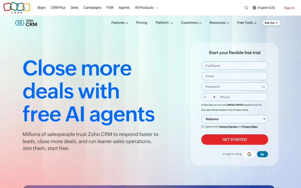 Zoho CRM product image